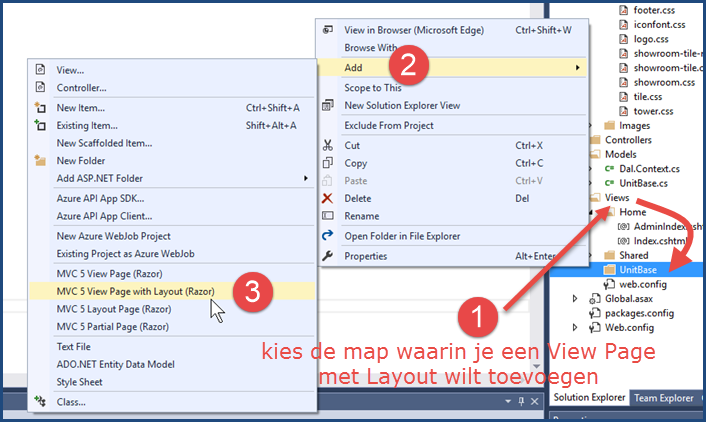 Een View Page met Layout toevoegen in een Views map